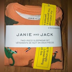 Janie and Jack 2 piece 100% cotton pajama‎ set dinosaur orange NWT 6-12 months